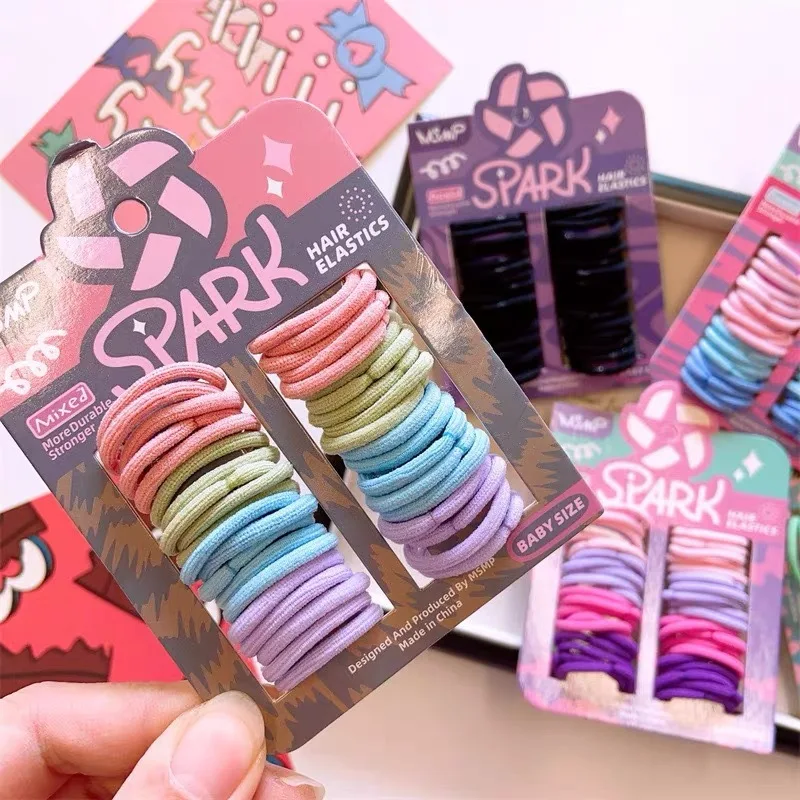 1Set  Colorful Elastic Hair Ties For Women Ponytail Hold Scrunchie Rubber Band Basic 2CM Solid Hair Bands Girls Hair Accessories