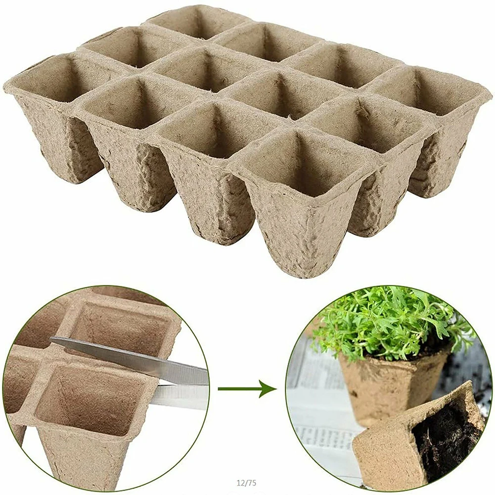 10 Stück 12-Loch Biologisch Abbaubare Anzuchttöpfe, Papiertrays für Garten- und Sämlingszucht, Pflanzentöpfe, Gartenbedarf – Detail 4