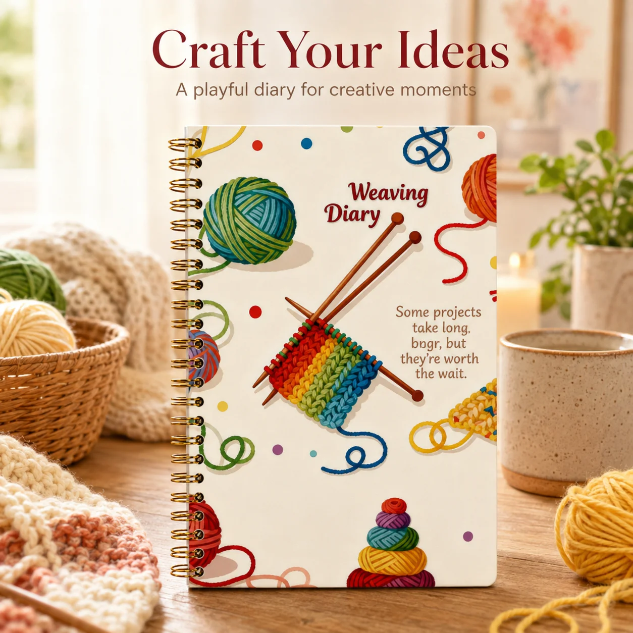 Spiral Bound Weaving Diary Notebook Knitting Crochet Project Journal Yarn Craft Pattern Log Book Project Tracker Planner
