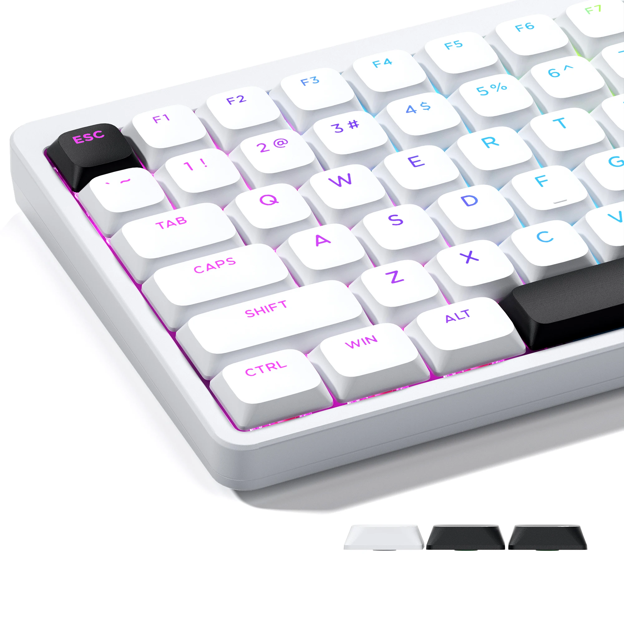 

XVX Low Profile Keycaps BOW Shine Through Skyline R2 Double-Shot PBT Key Cap Compatible ASIN US Black/White 127 Keys