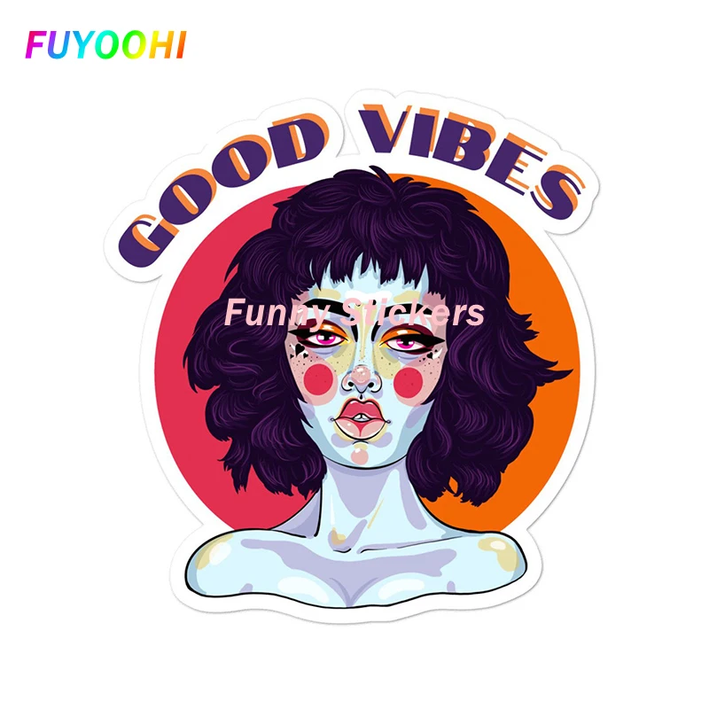 FUYOOHI Play Stickers For Good Vibes Car Stickers Cartoon  Fashion Car Door Protector Motorcycle Occlusion Scratch PVC Decal