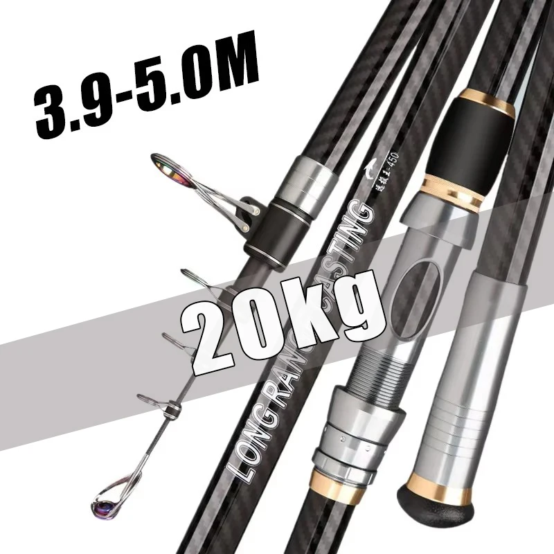 

3.9M-4.5M Telescopic Fishing Rod Carbon Portable Spinning Fishing Pole for Boat Saltwater Freshwater Surfcasting Baitcasting Rod