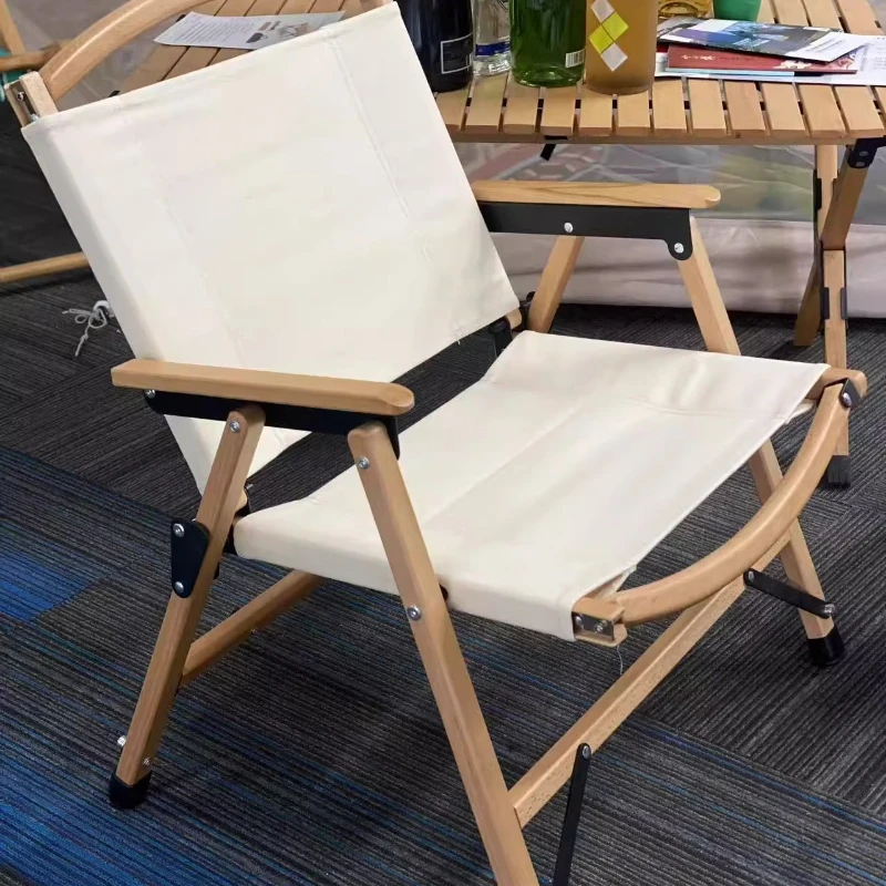 

Solid wood camping chair, camping barbecue light outdoor fishing chair