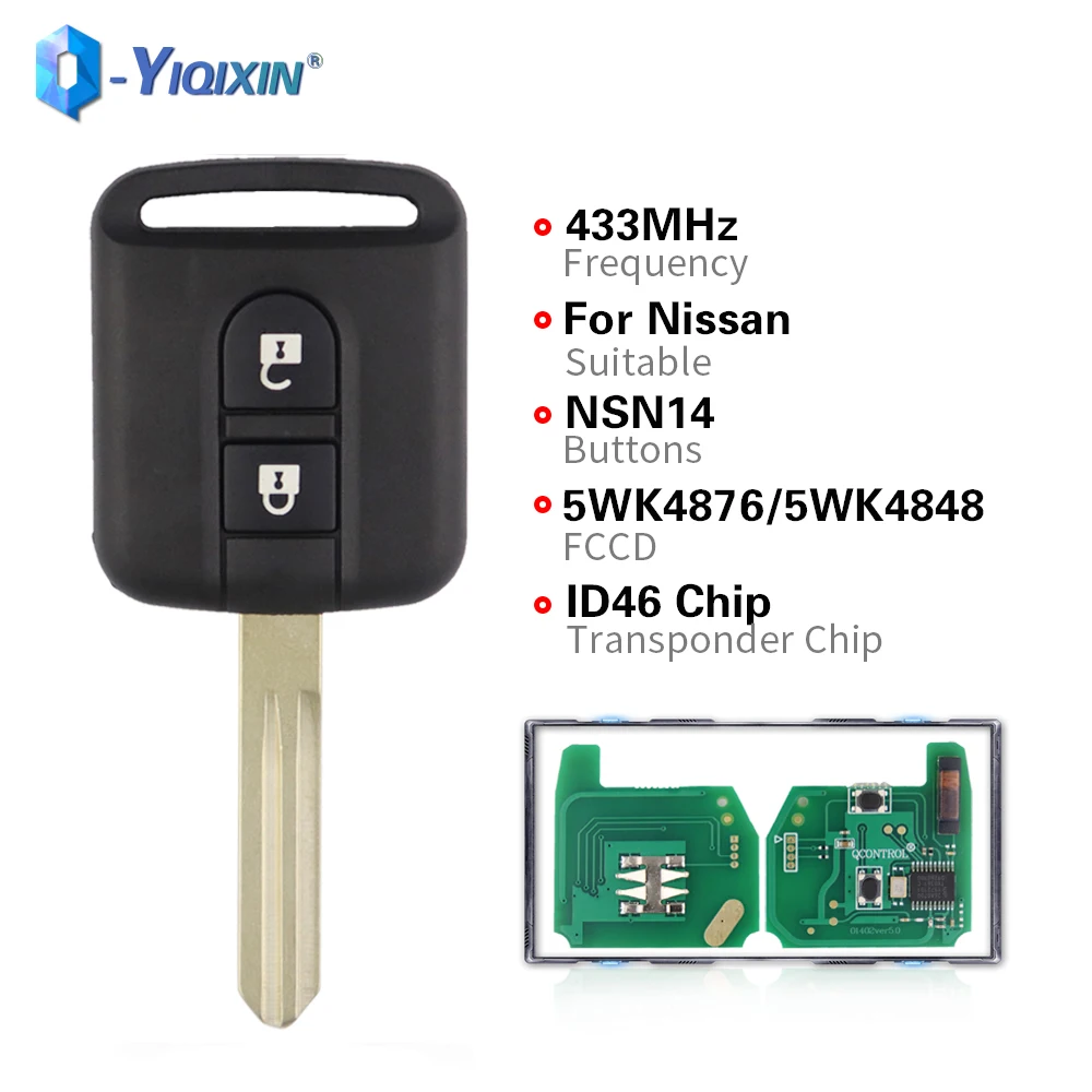 Smart Remote Car Key For Nissan Elgrand X-TRAIL Cabstar Navara Note NV200 Qashqai Micra K12 Patrol ID46 5WK4876 5WK4818 No Logo