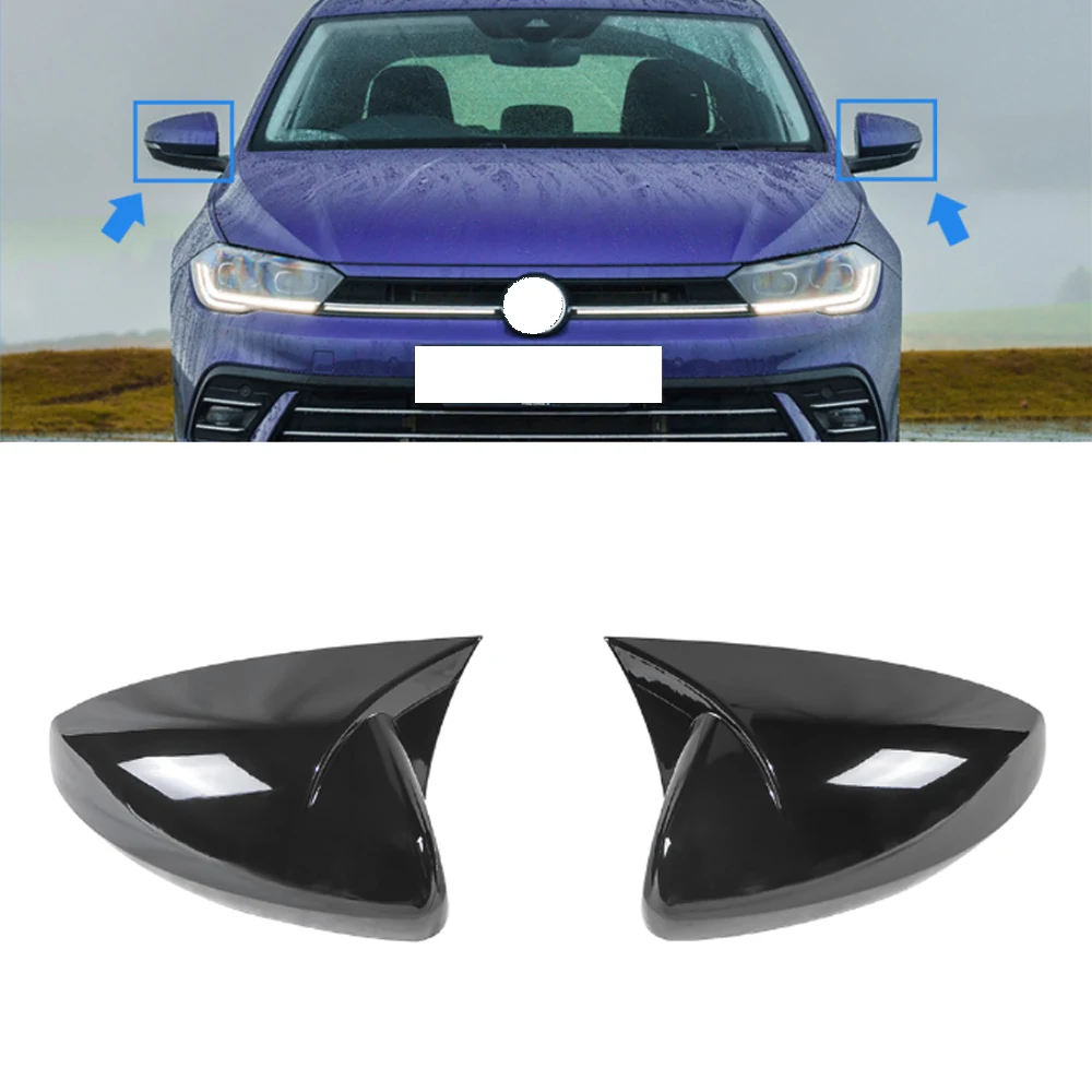 

Rearview Mirror Cover Side Mirror Caps Car Accessories For Volkswagen POLO MK6 2018-2023 Glossy Black
