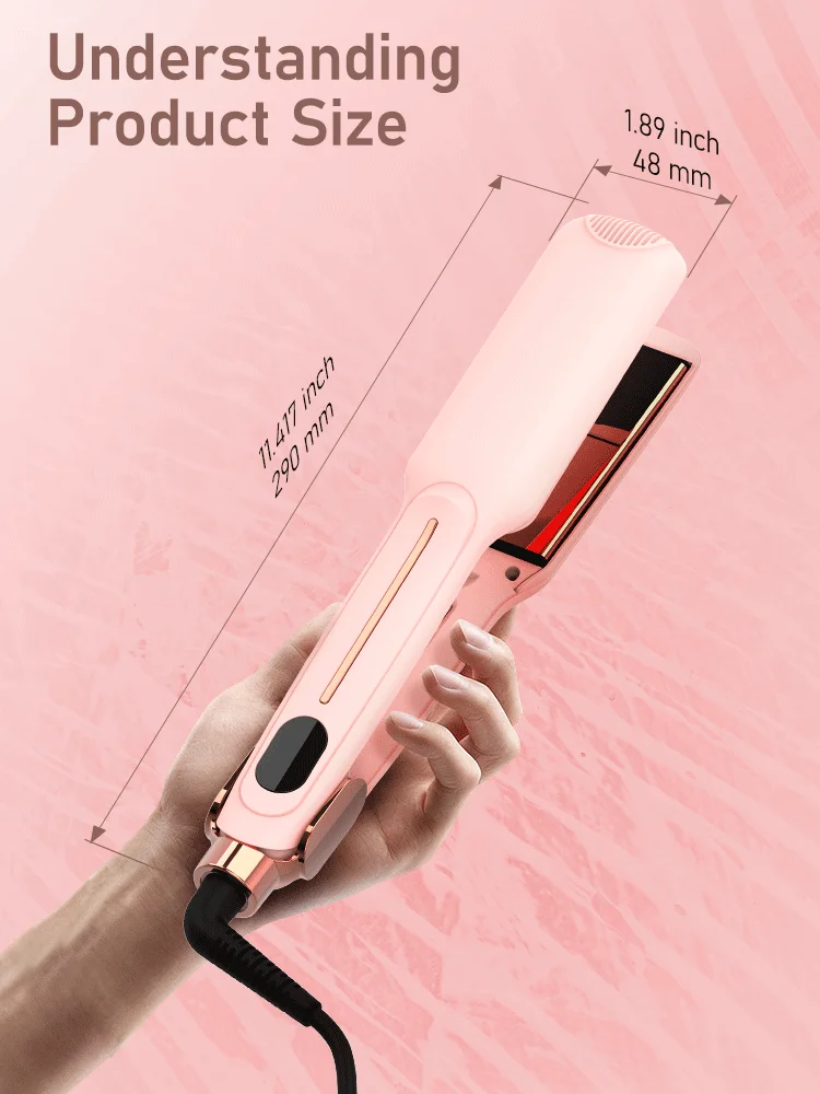 2-in-1-Glätteisen, hochwertiges Glätteisen, beheizter Kamm, breiter, effizienter professioneller Glätteisen und Lockenstyling-Werkzeuge – Detail 3
