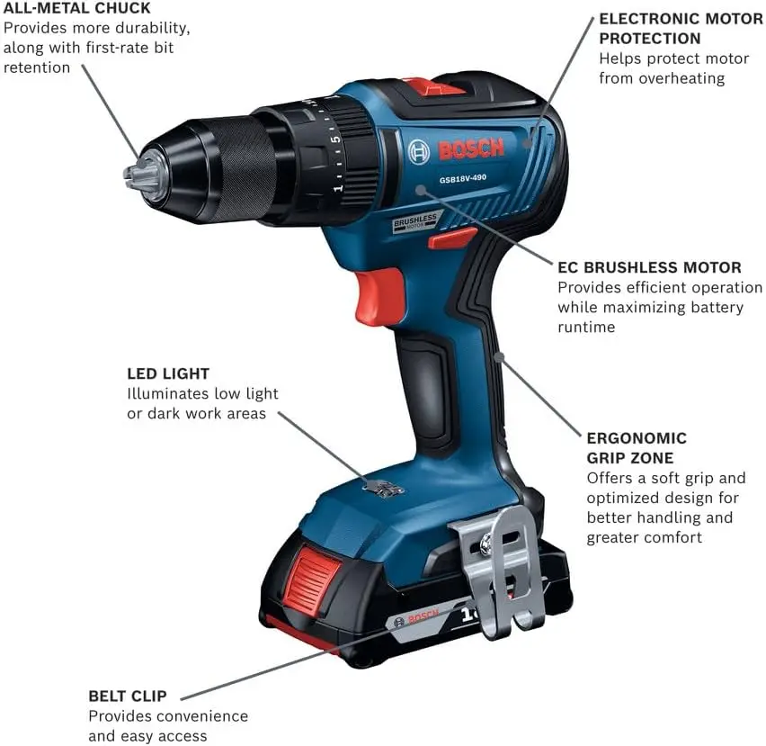 18V EC Brushless 1/2 In. Hammer Drill/Driver Kit with (1) 2 Ah Standard Power Battery