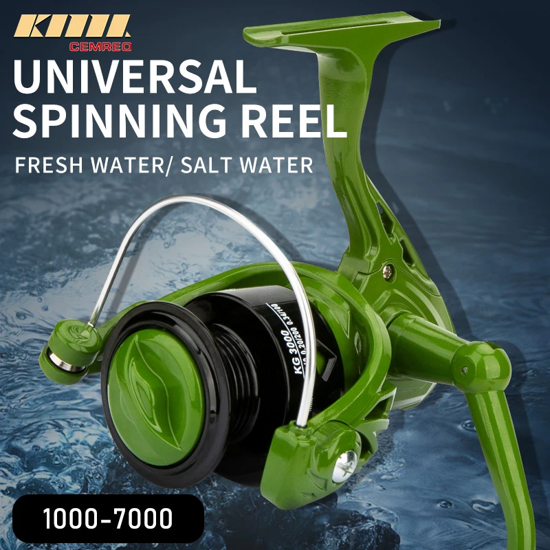 

1000-7000 Series Universal Fishing Reel Spinning Reel Aluminum Spool Gear Ratio 5.2:1 Max Drag 8kg Model:KG