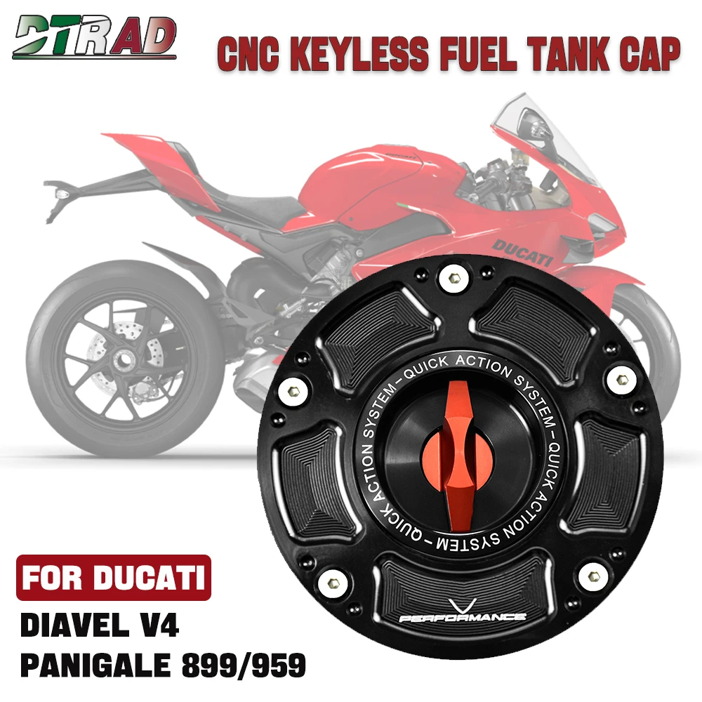 For DUCATI Diavel V4 23+ 899 959 1199 1299 Panigale S R Motorcycle CNC Keyless Fuel Gas Tank Cap Quick Release Oil Petrol Cover