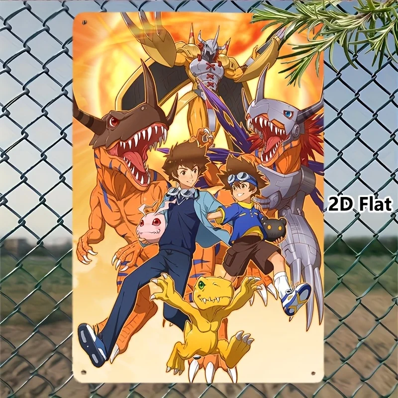 CIFBUY D-Digimon Adventure Anime Group Metal Tin Sign, Digital Monster Character Aluminum Wall Plate for Home Bar Wall Decor