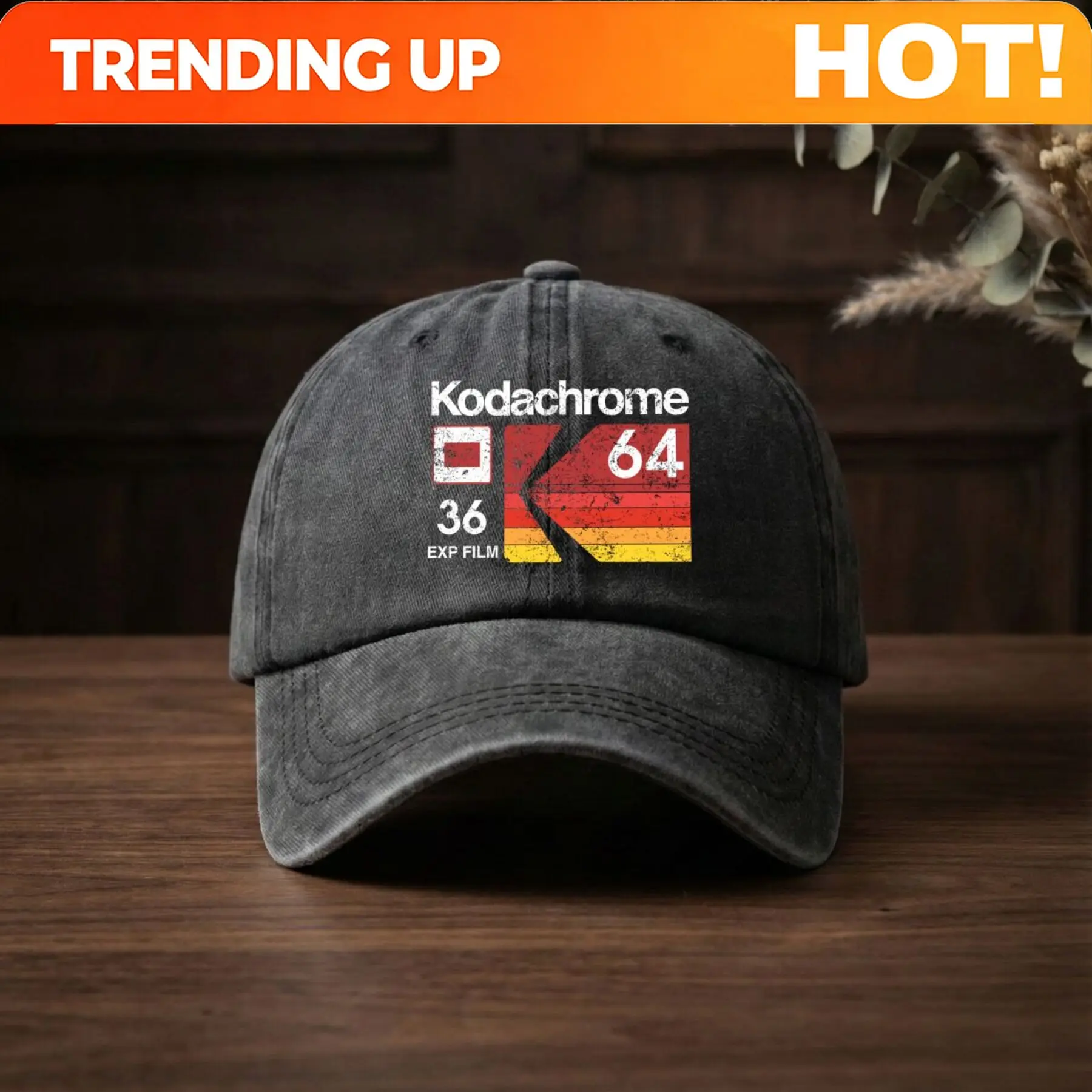 Kodachrome Retro-Inspired Film Brand Logo Design Men's High-Quality Breathable Baseball Cap, Summer Lightweight Printed Sun Hat,