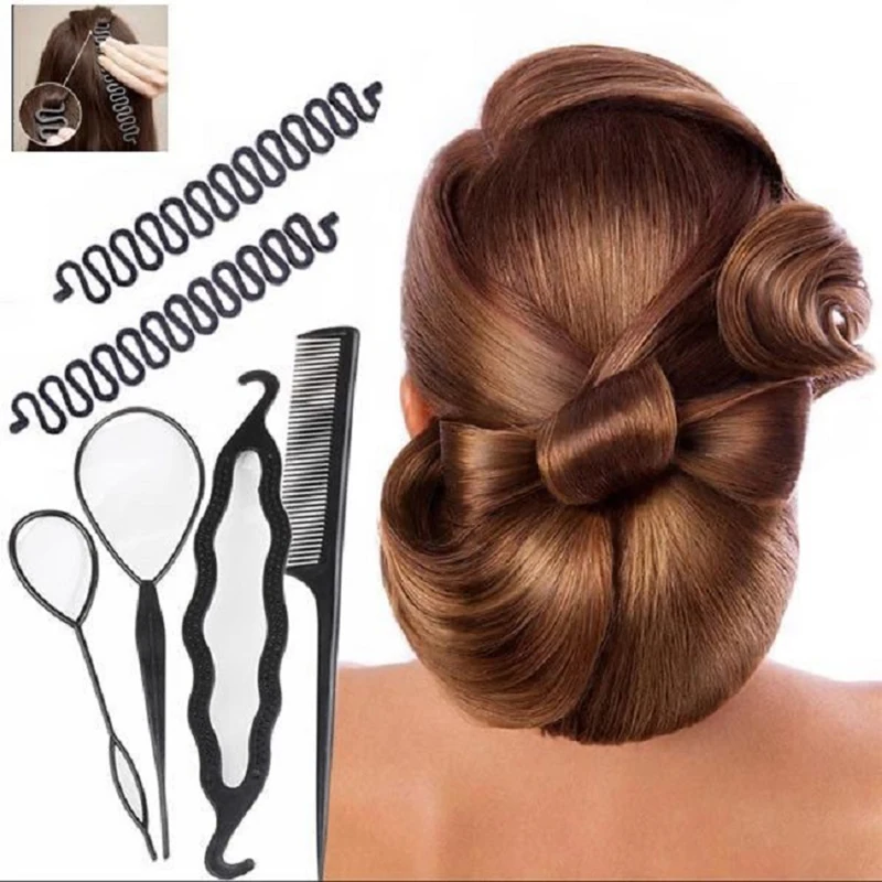 Hair style Braiding Tools Pull-through Hair Needle Hair Disk Hair Comb Hair Braiding Twist Curler Styling Set DIY Tool