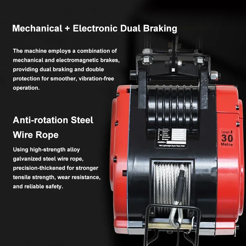 رافعة رافعة كهربائية 220 فولت مع منصة رفع بدون فرش ذات تردد متغير ونش 500 كجم سعة مزدوجة السرعة 7/17 دقيقة #5