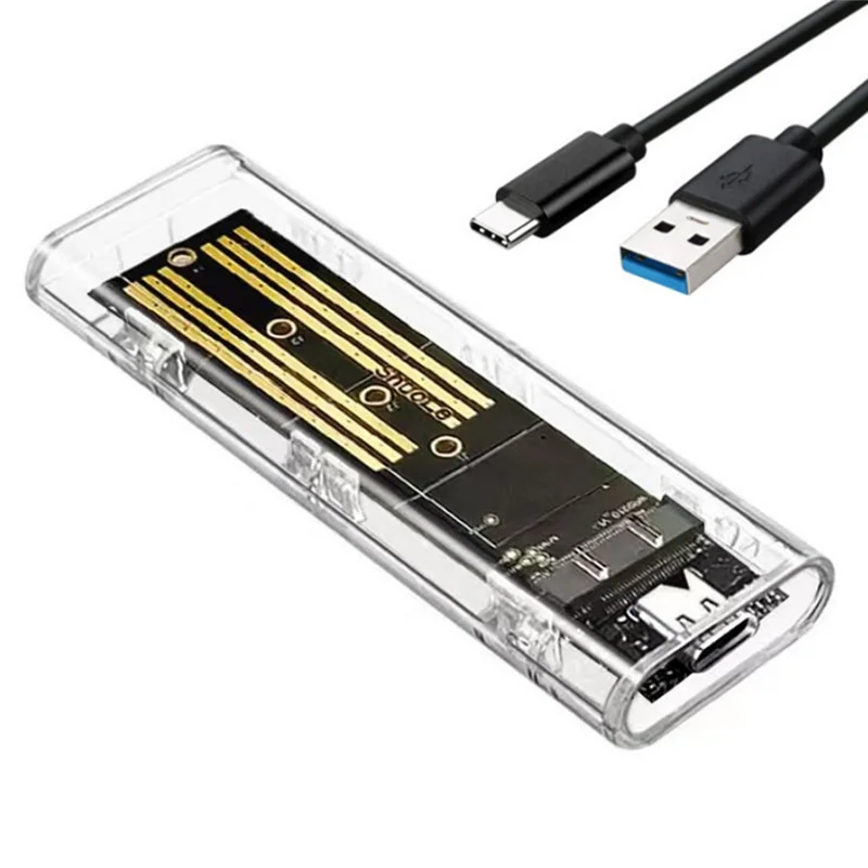 

New!!2PCS M2 SSD Case M.2 NVME SSD Enclosure Portable USB3.1 Type-C SSD Transparent Hard Disk Case 5Gbps For PC