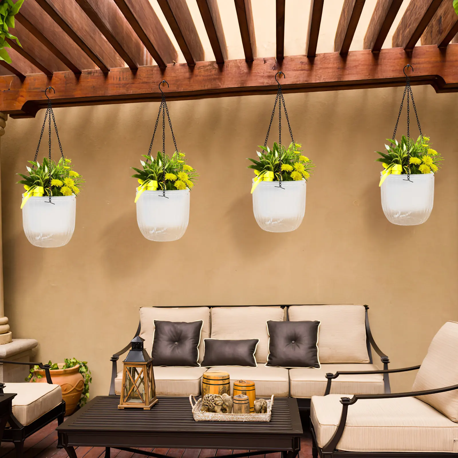 Resin Hanging Flower Pot with Self Absorbing System Indoor Hanging Planter Outdoor Balcony Garden Decor Stylish Modern Design
