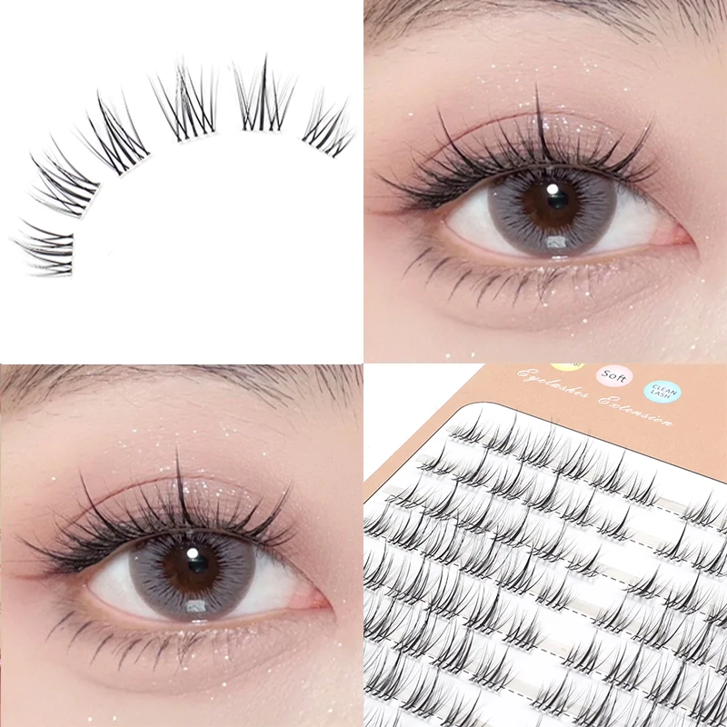 1 box 120 clusters Extension Natural 3D Cluster Eyelashes Fluffy Soft Wispy Natural CrossThick Reusable Makeup False Eyelashes