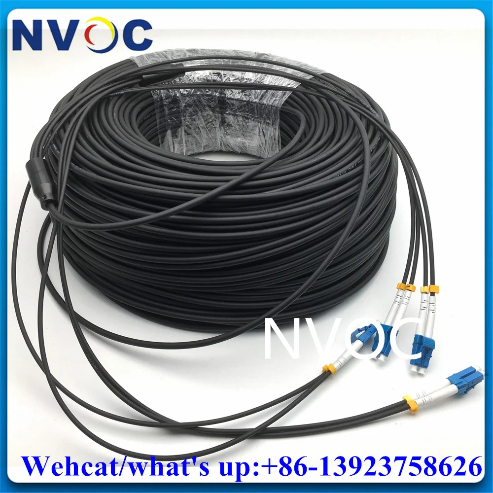 6Pcs 20M 4Core 9/125 G652D/G657A1,4.0mm Black LSZH/TPU Blue PVC Jacket,SC/UPC-SC/ST/FLC/UPC Single Mode Armored Patch Cord Cable