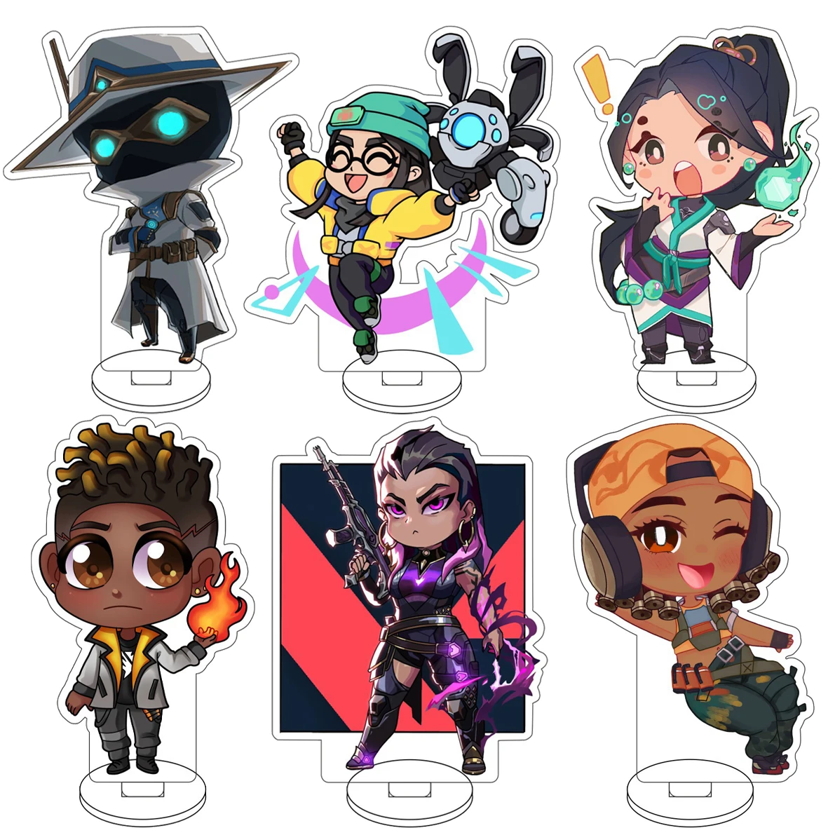 

10CM Anime Game VALORANT Cos Clove Waylay Veto Gekko Neon Killjoy Sage Raze Jett Figure Acrylic Stand Cute Gifts Ornaments