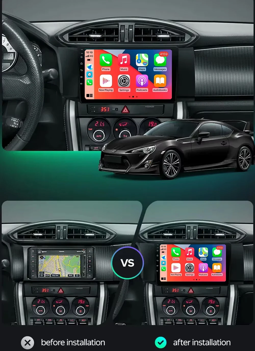 أندرويد 15 لسوبارو BRZ سليل FRS تويوتا GT86 GT 86 2012 - 2021 LHD RHD راديو السيارة الوسائط المتعددة Carplay DSP 4G Wifi GPS DVD QLED