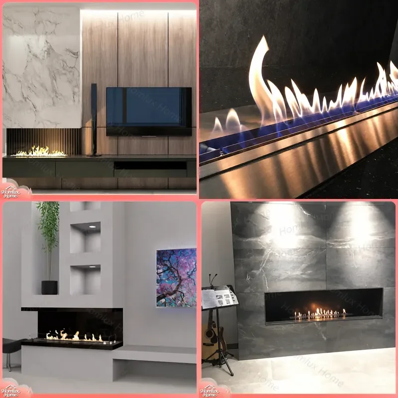 Modern Wall Mounted Fireplace Heater Indoor Embedded Bioethanol Fireplace Heater for Living Room Bedroom Home Decor