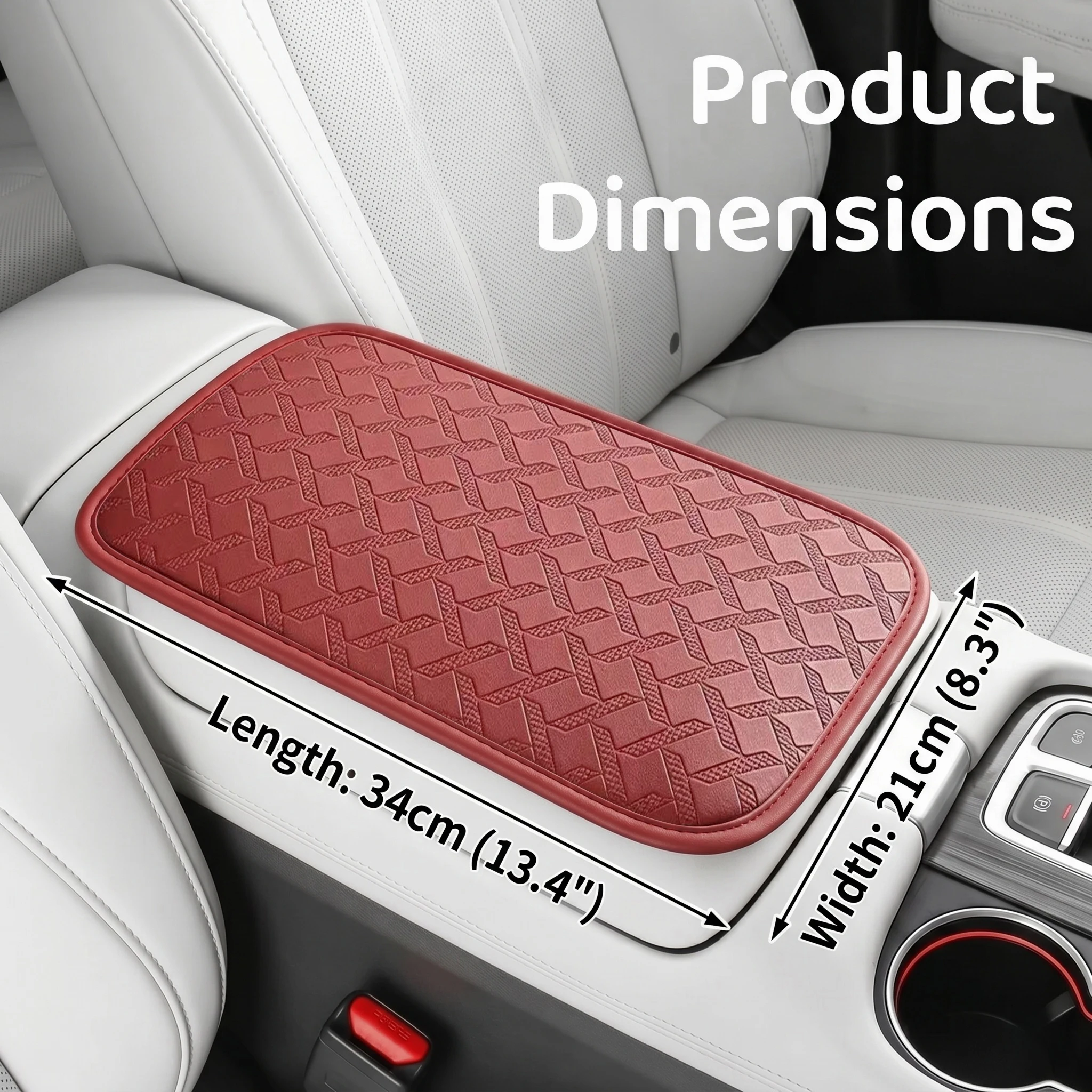 Extended PU Leather Car Center Armrest Pad, Easy to Install and Clean, Durable and Non-Slip, a handy Car Interior Accessory
