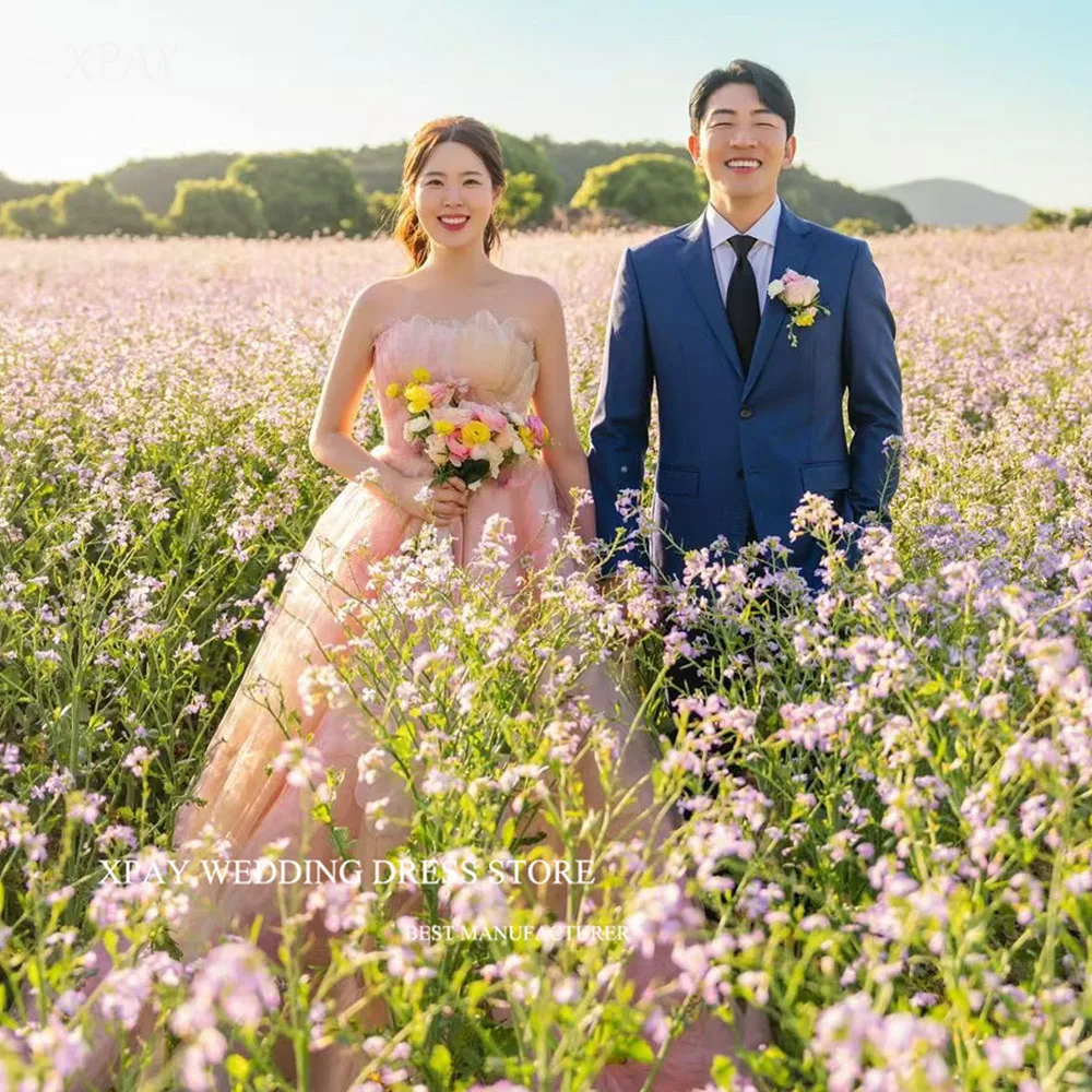 

XPAY Colorful Spring Flower Strapless Evening Party Dresses Korea Photo shoot A-line Corset Wedding Gowns Formal Party Customize