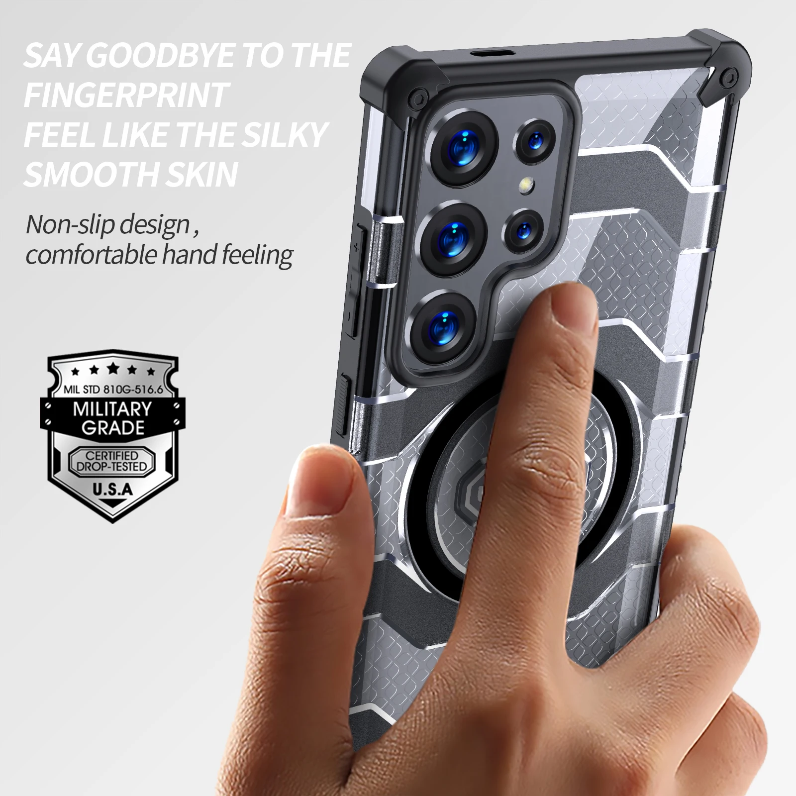 For Magsafe Samsung Galaxy S24 Ultra Plus Case Skin Friendly Transparent Heavy Duty Bumper Magnetic Wireless Charging Back Cover