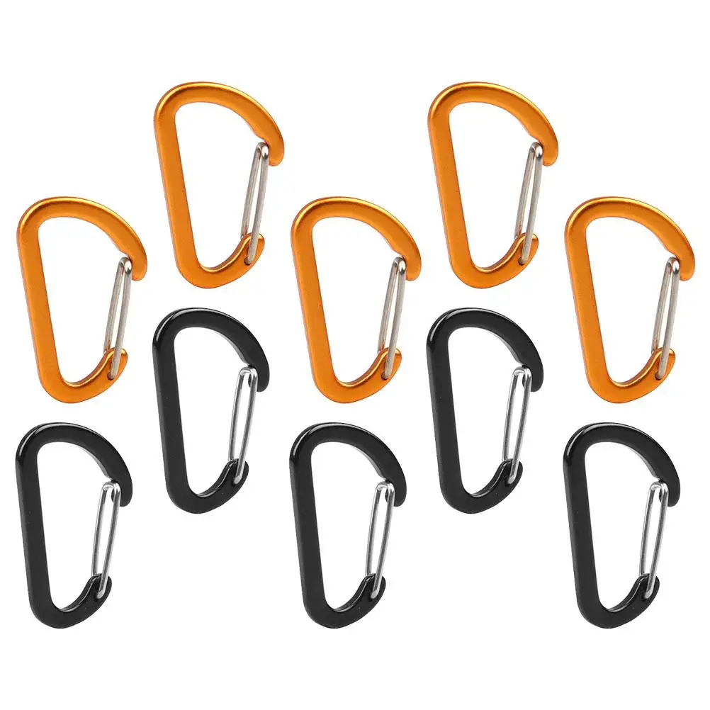 

10pcs D Shaped Aluminum Alloy 4mm Steel Wire Keychains for Camping Hiking Outdoor Activities Heavy Duty Buckles R om