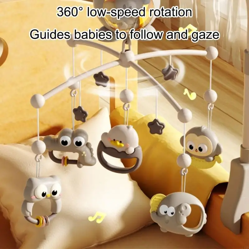 หมุนเปลเด็กมือถือดนตรีระยะไกลดำเนินการเพลงสัตว์ไฟติดตามภาพของเล่น 24BE