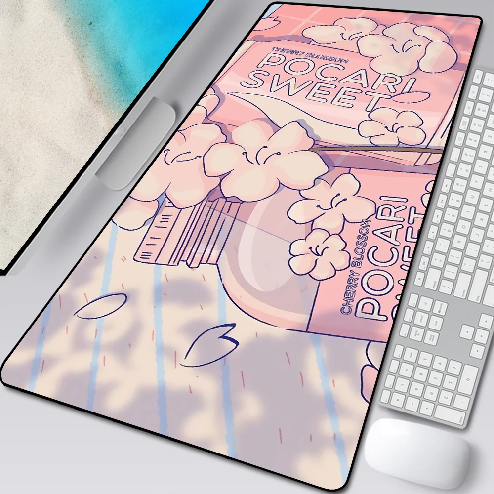 Grande Anime rosa Mousepad Gamer carino Kawaii XXL tappetino per Mouse da gioco gomma Otaku bordo di bloccaggio grande moda Laptop Notebook scrivania Mat