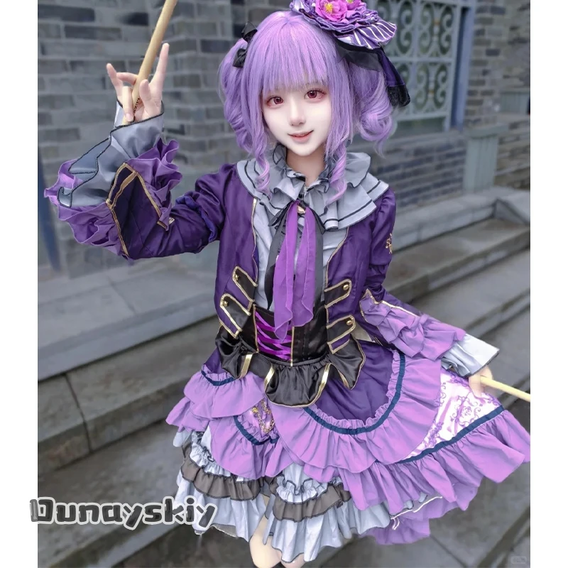 

Hemera Cos*Anime Game BanG Dream! Cosplay Udagawa Ako Goth Lolita Retro Gorgeous Lace Dress Purple Twin Ponytails Halloween