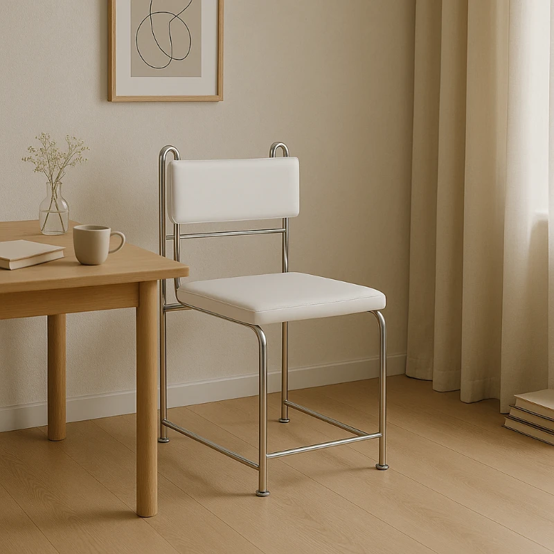 

Vintage Scandinavian Chair Stainless Steel Bar Stool Ergonomic Office Seat Cafe Restaurant Furniture Modern Home Decor