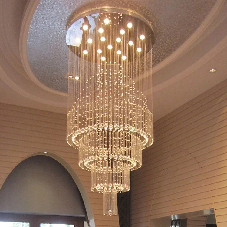 European style, light luxury, living room, crystal lamp, large chandelier, rotating