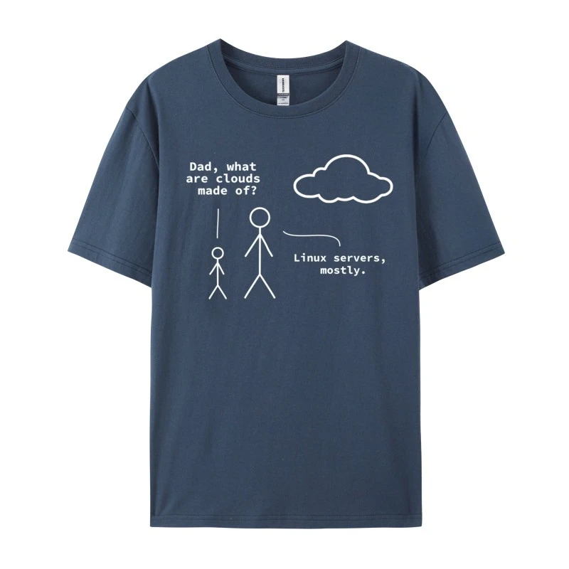 Moda papá lo que son nubes hecho de divertido programador Linux estampado camiseta otoño algodón adulto Top camisetas Casual estampado Tops camisetas