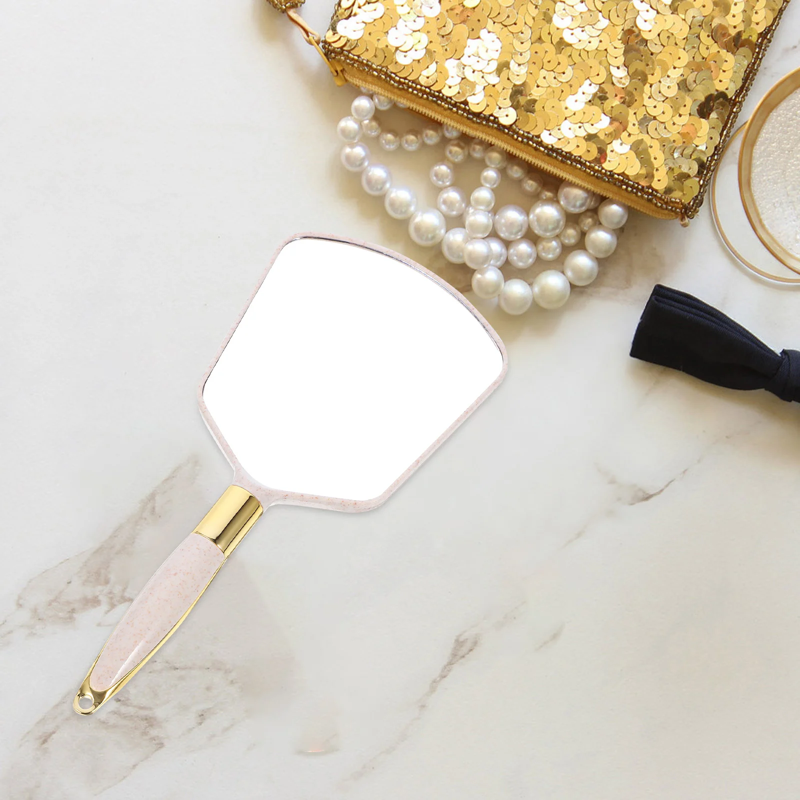 Lekkie kwadratowe lustro beżowe mocna rama z tworzywa ABS przezroczysta powierzchnia szklana nowoczesny prosty styl dekoracja ścienna do domu i łazienki