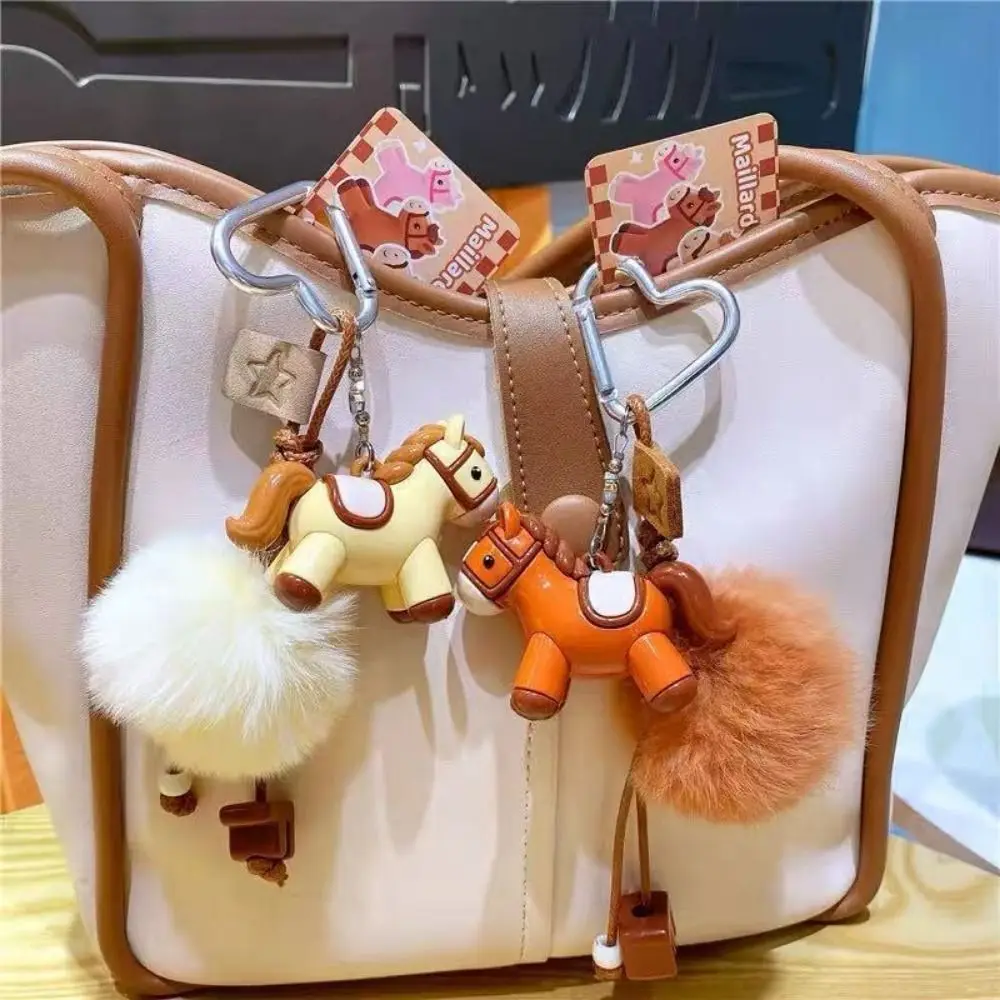 Grappig met bal pluche pony sleutelhanger dierenriem mascotte lichtgewicht paard sleutelhanger Chinese stijl zegen nieuwjaar sleutelhanger kindergeschenken