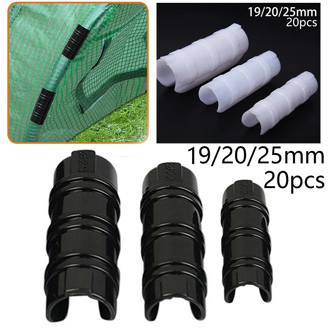 20Pcs 19/20/25mm Clip Plant Greenhouse Film Clips Fixed Pipe Frame Tube Clamp ABS Greenhouse Film Clip Fixing Pipe Clips