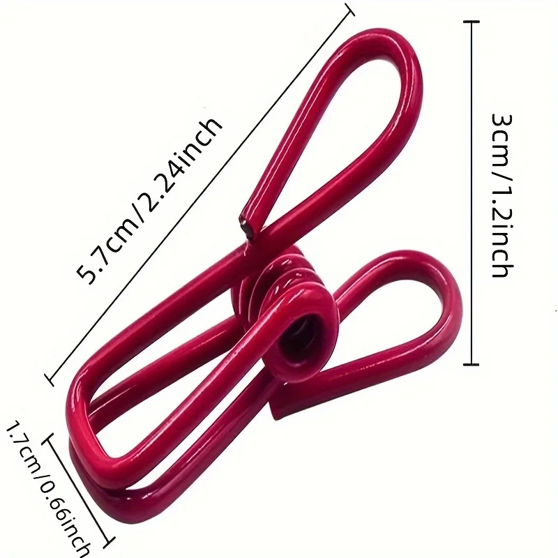 10pcs Multi-Purpose PVC-Coated Steel Clips for Sealing Food Bags Chips Durable Kitchen & Dining Accessories Clip for Laundr