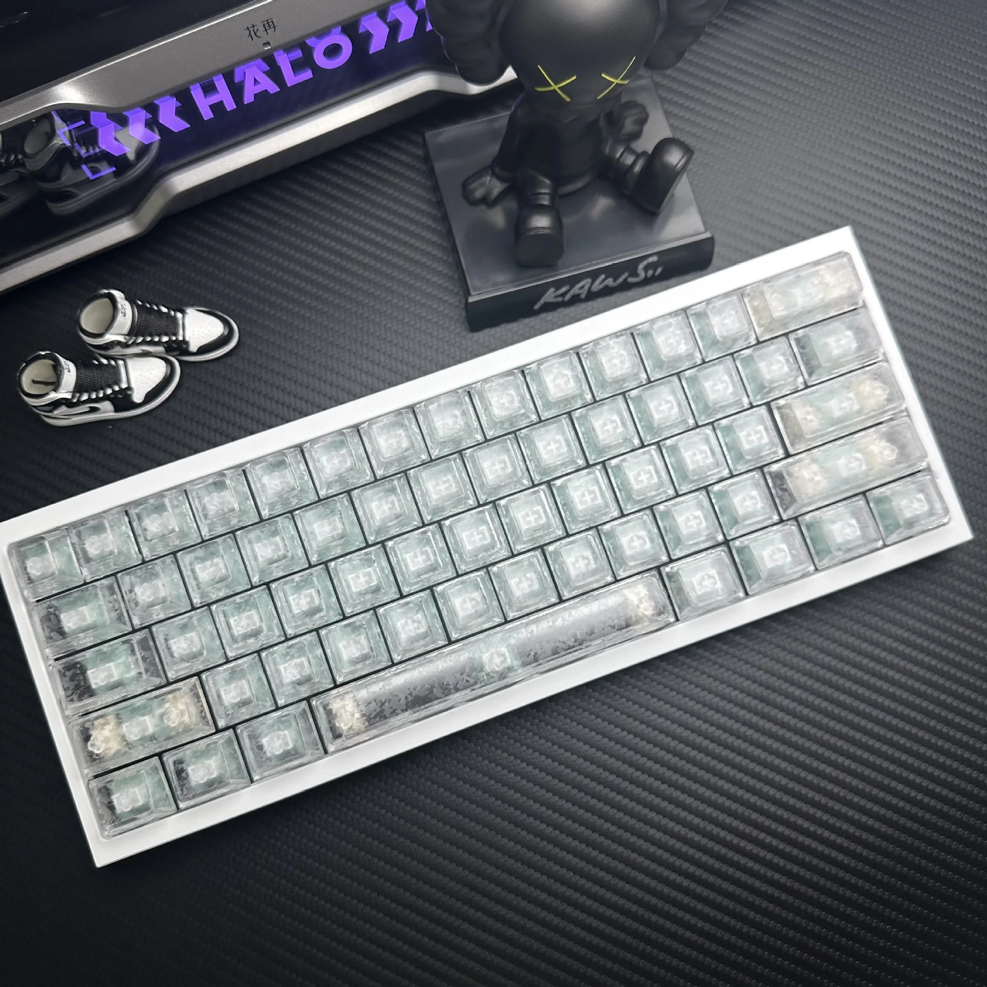 

Carbon fiber textured toner keycaps Original high fog transparent light non-sticker high-end universal personalized keycaps