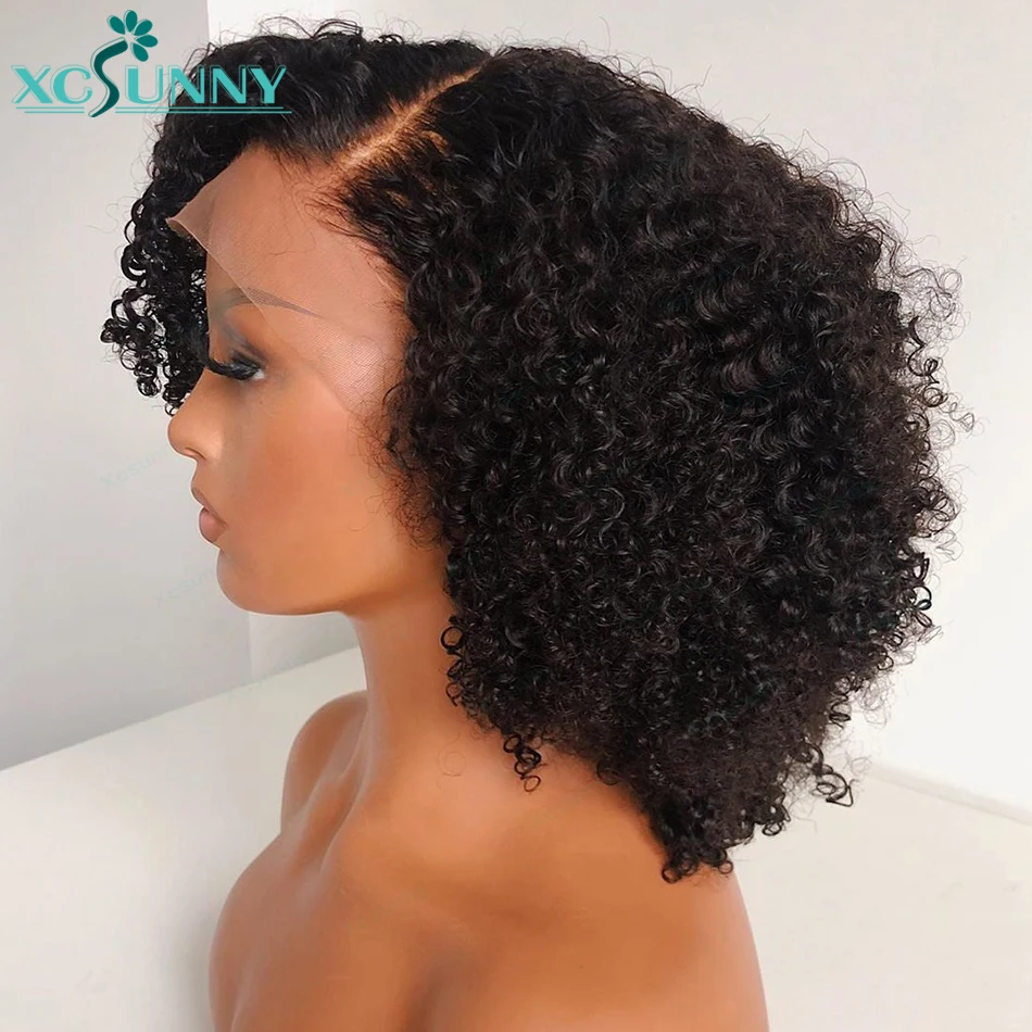 

Short Curly Human Hair Wigs Glueless Kinky Curly 13x6 Lace Frontal Wig Transparent Lace 5x5 Lace Closure Wig For Black Women