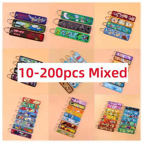 10-200 Uds. Llaveros bordados de elfo de dibujos animados mezclados motocicletas coches mochila Chaveiro llavero de moda regalos para amigos