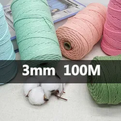 3mm 100M Macrame Cord Rope Cotton Twine Thread String Crafts DIY Sewing Handmade Wall Hangings Bohemia Wedding Party Home Decor
