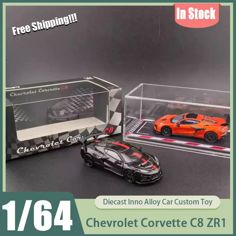 

Fw Fineworks 1:64 Chevrolet Corvette C8 Zr1 Diecast Car Model American Sports Car Replica With Display Case Collectible Ornament