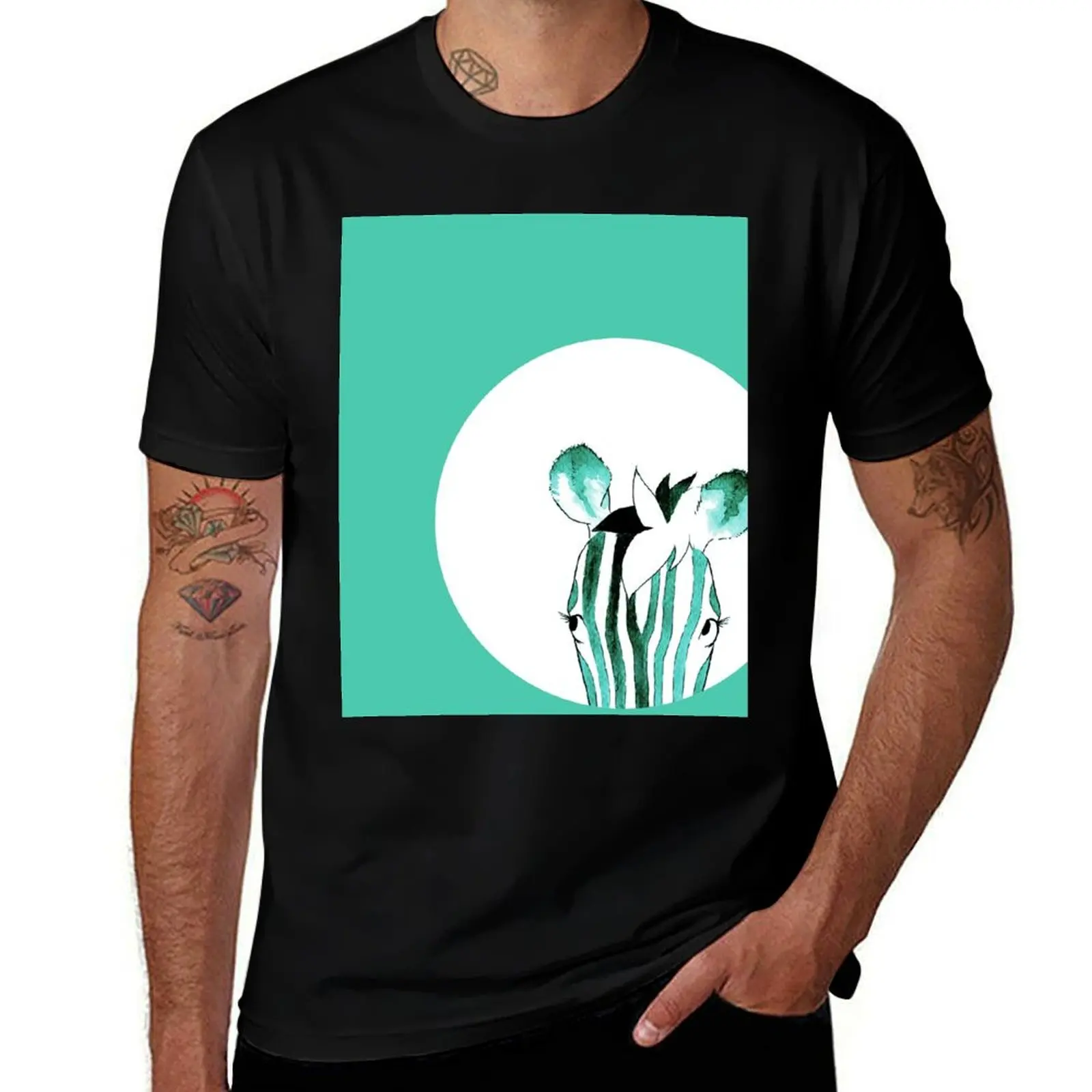 

Teal Watercolour Zebra T-Shirt man t shirts for men t shirts for man cotton soft