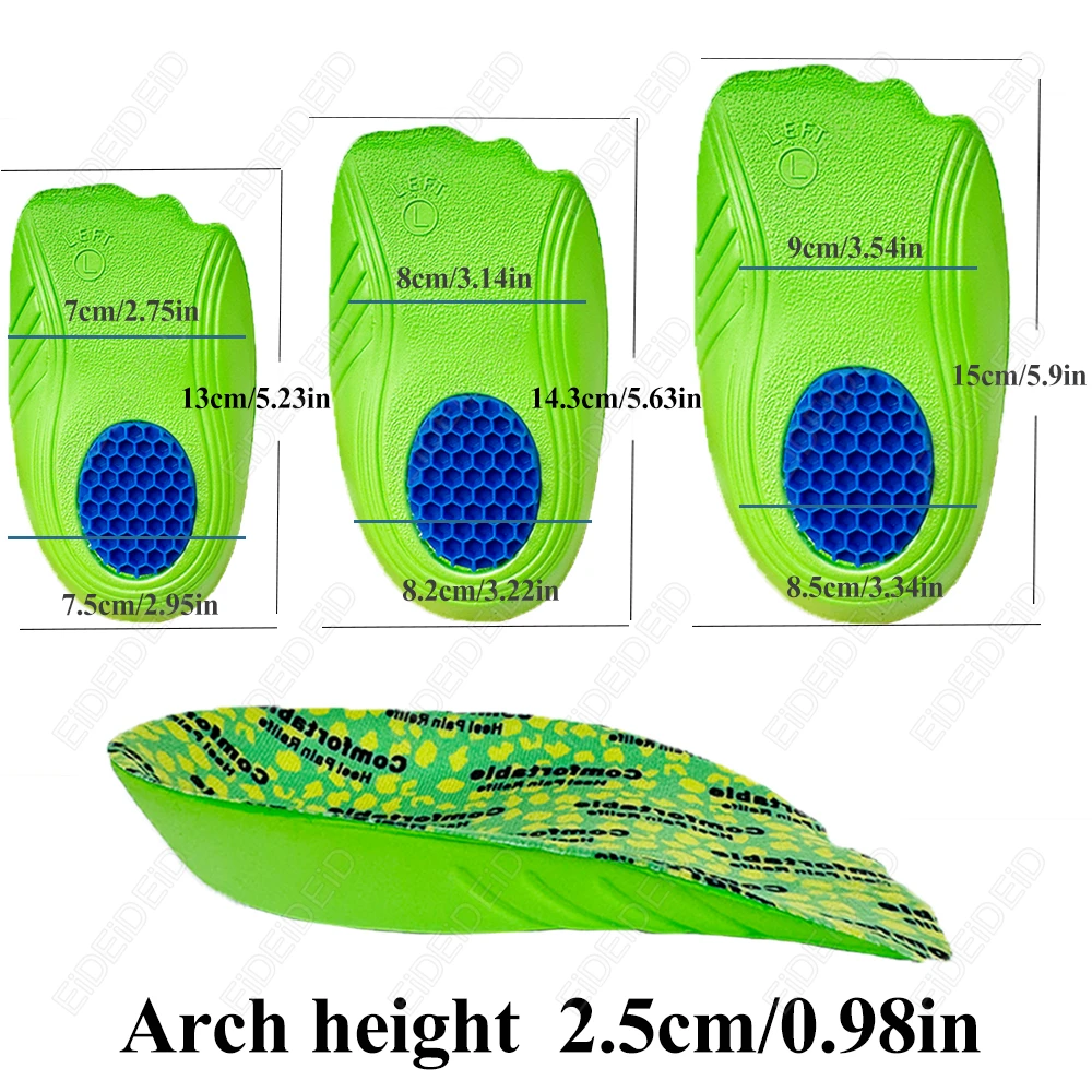 Sottopiede semiopedico per speroni del tallone del piede Cuscino per il dolore Massaggiatore plantare Sottopiede per la cura Uomo Donna Suola morbida Scarpe da corsa Cuscinetti