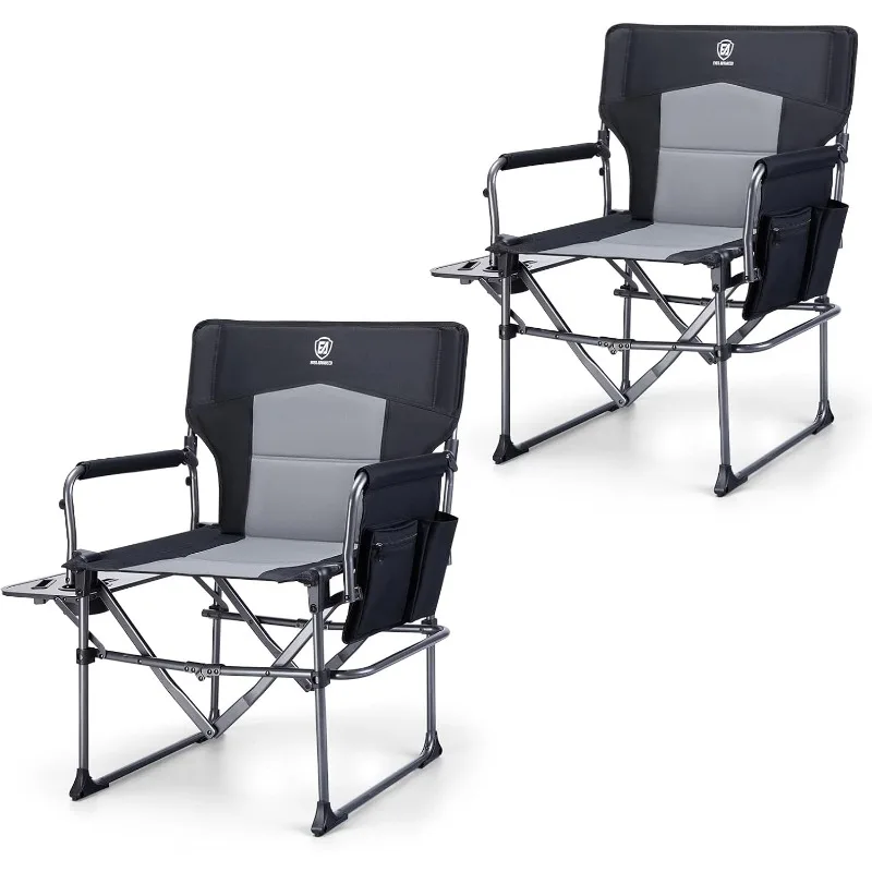 

ADVANCED Camping Directors' Chair with Side Table, Portable Folding with Compact Size, Heavy Duty Lawn Chair with Pocket fo