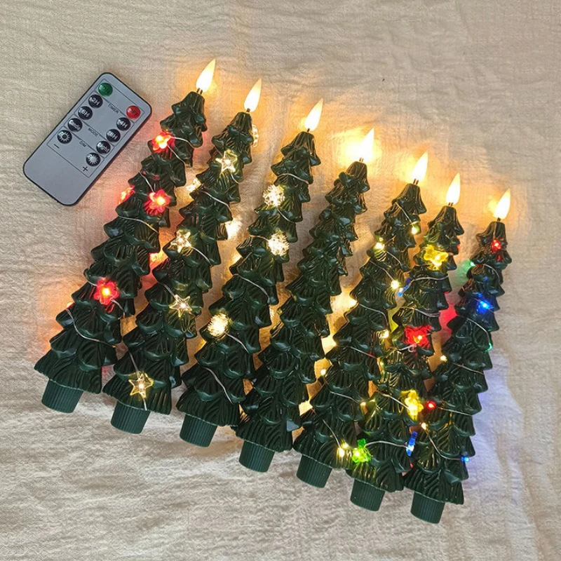 

LED Electronic Candle Light, Simulation Christmas Tree Ornament Remote Control Pine Tree Atmosphere Paraffin Flameless Candles