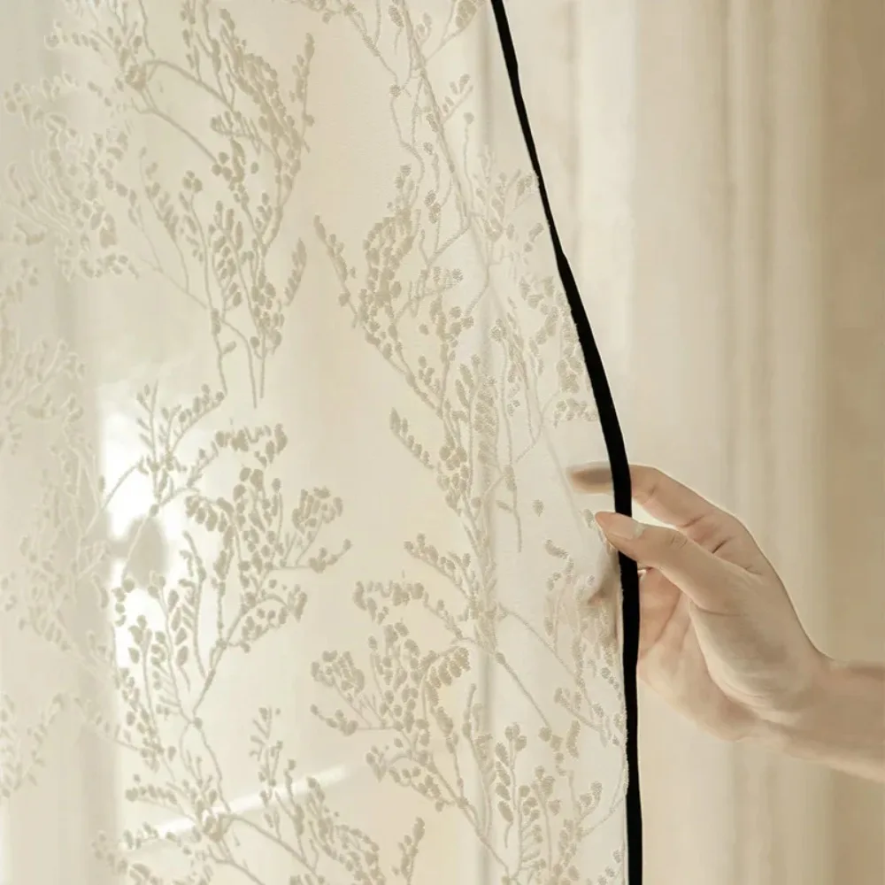 French Linen Yarn Is Transparent and Does Not Reveal Black Edges Sheer  Custom Size Curtains for Living Dining Room Bedroom