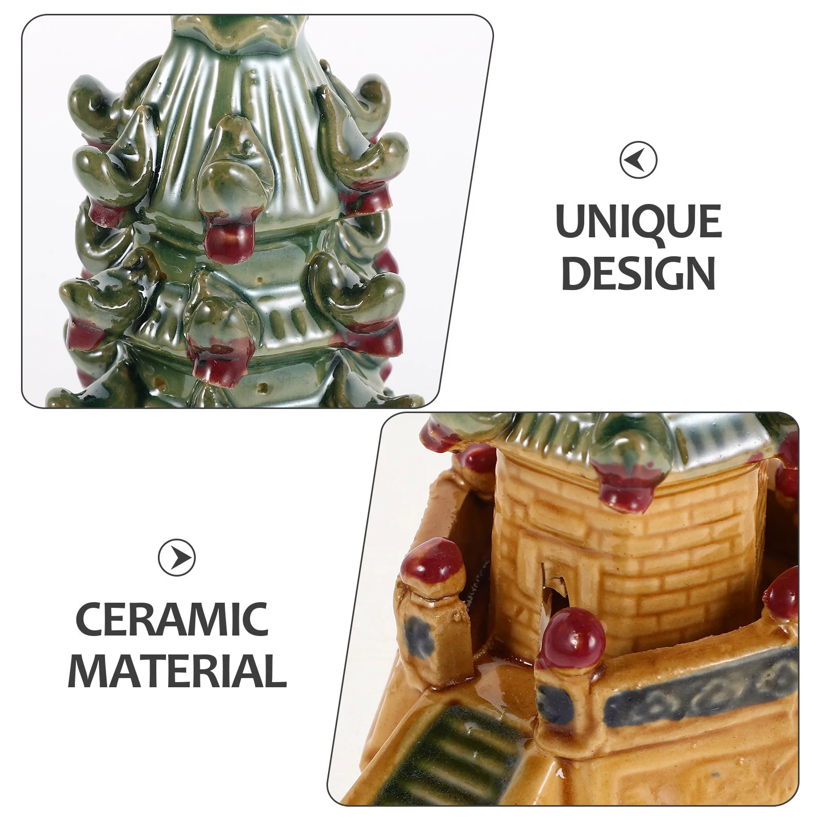 Wenchang Tower 7 Level Ceramic Pagodas Sculpture Feng Shui Ornament Office Home Desk Decor Miniature Tower Statue 8 Inch