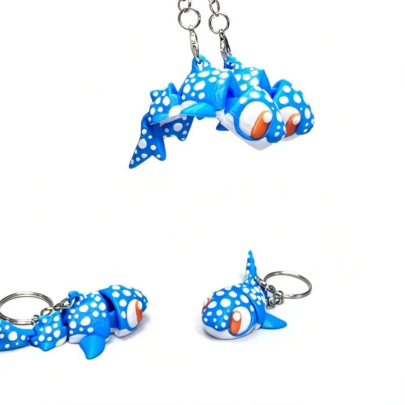 3D Printed Spotted Whale Shark Figurine Keychain Marine Animal Ocean Fish Ornament Backpack Charm Diving Gift